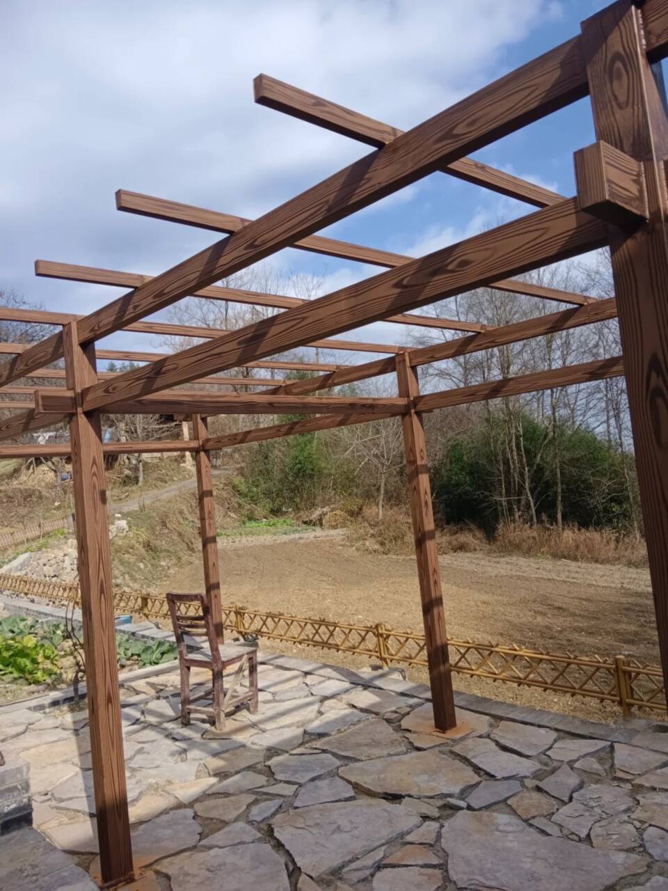 凉亭花架木纹漆源头厂家